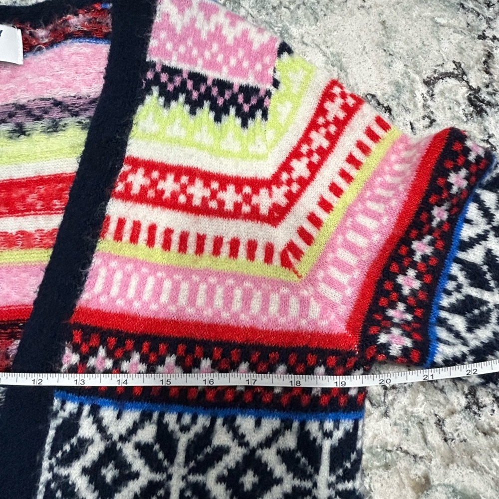 Old Navy Womens Size Large Multi Color Fair Isle Open Cardigan Sweater - Picture 5 of 8